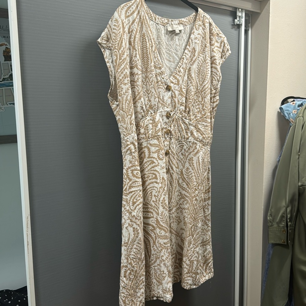 Loft Patterned Linen Mini Dress